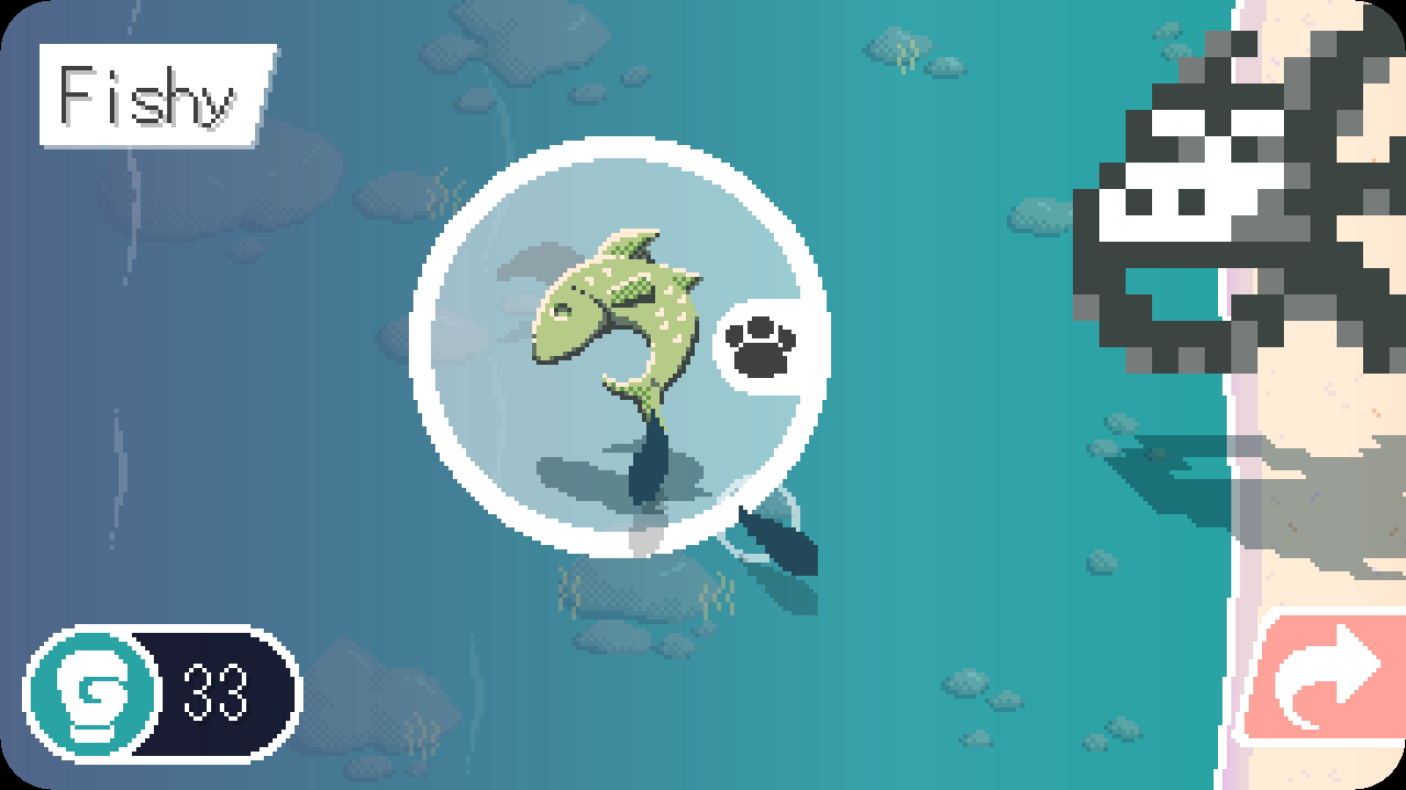 A Nanomon out fishing, it just caught a fish by spitting a fireball at it.