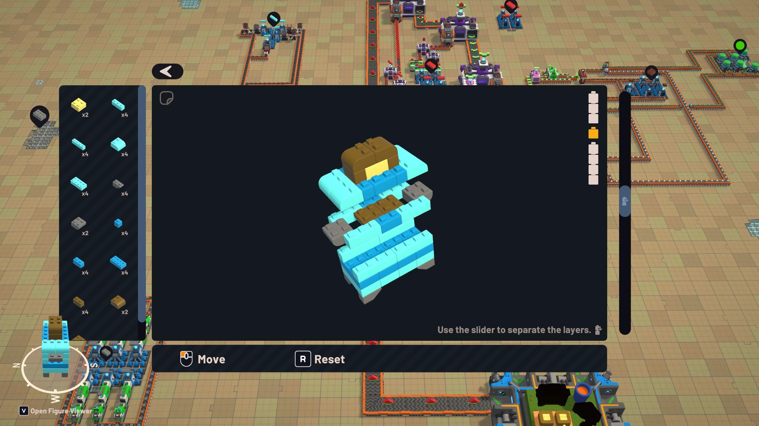 A toaster with a toast inside of it, viewed in the games build preview screen. It is seperated into its different layers
