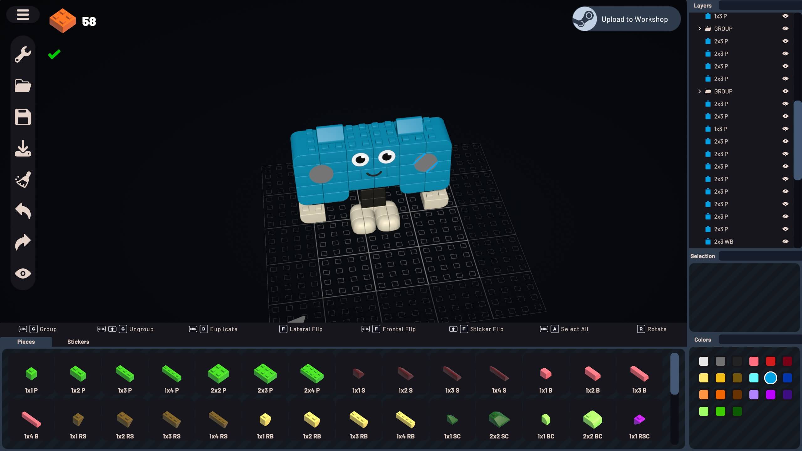 Thumb Culture's mascot, Paddy, built within the creative mode