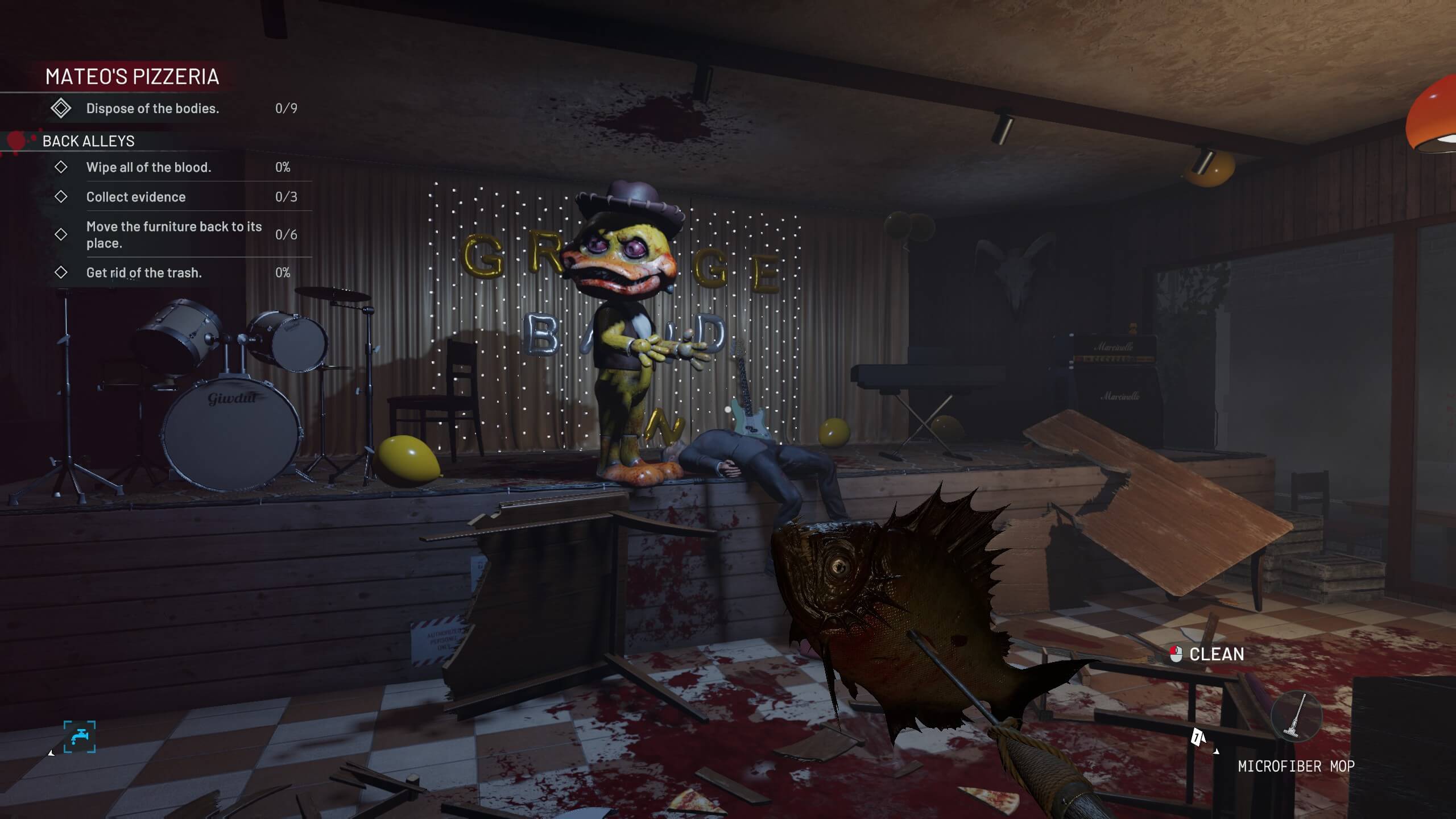 A murderous duck animatronic biting off the head of a man while on stage