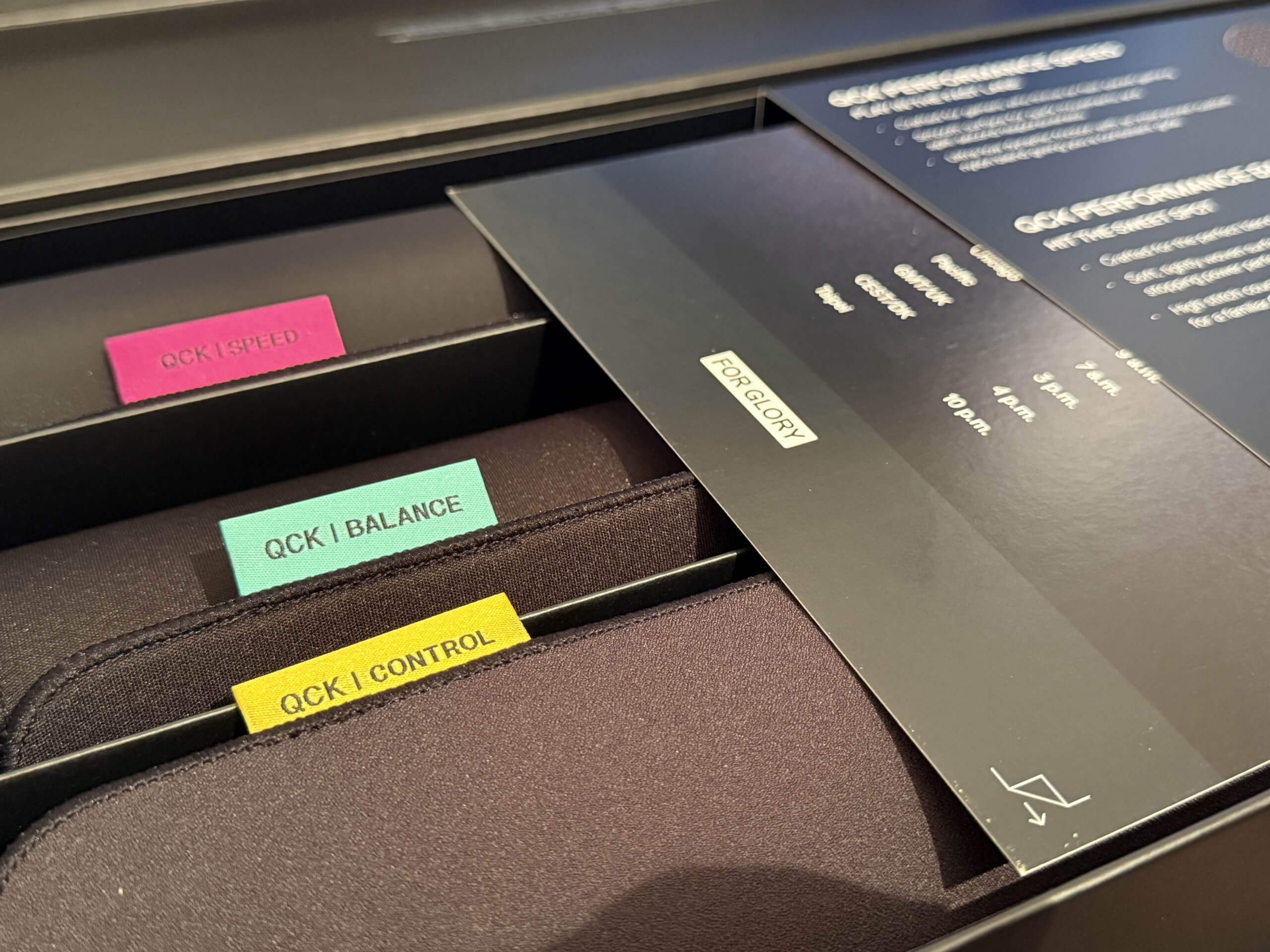 image of all three mousepads with their packaging