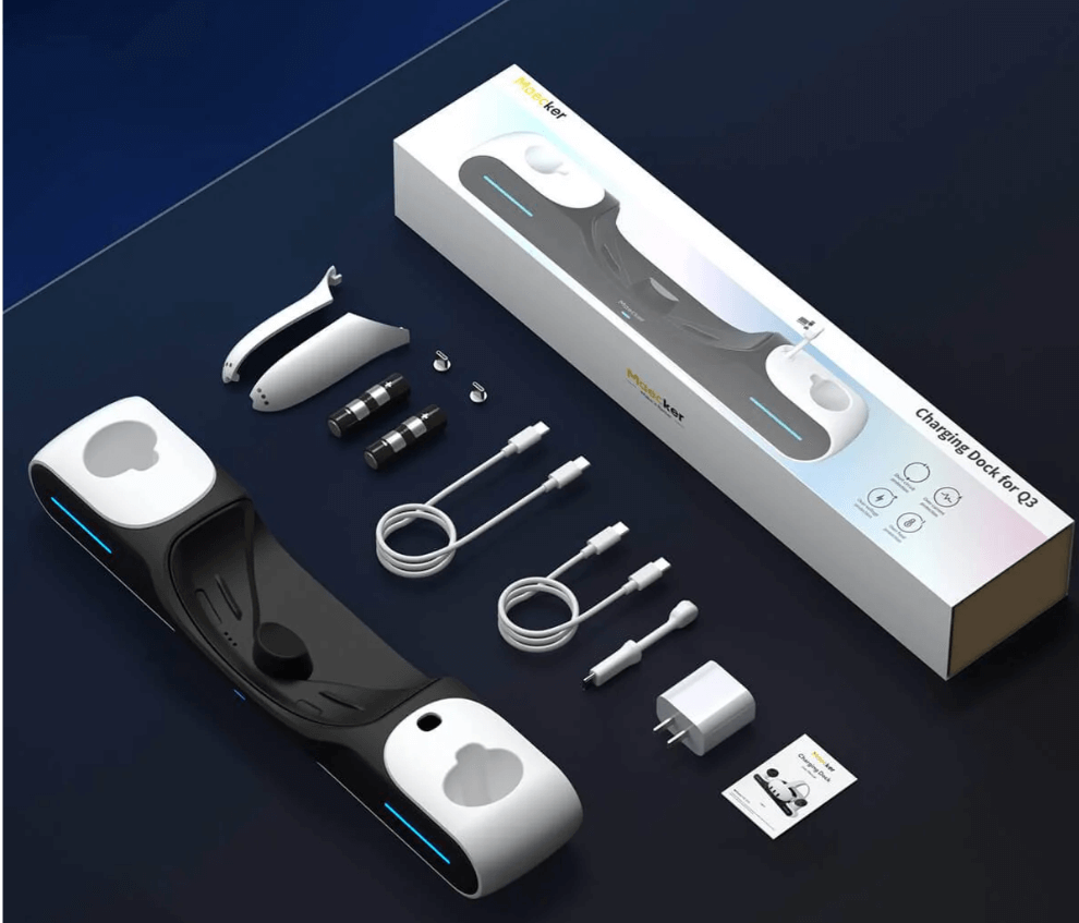 All the accessories included in the box laid out in an organised fashion.