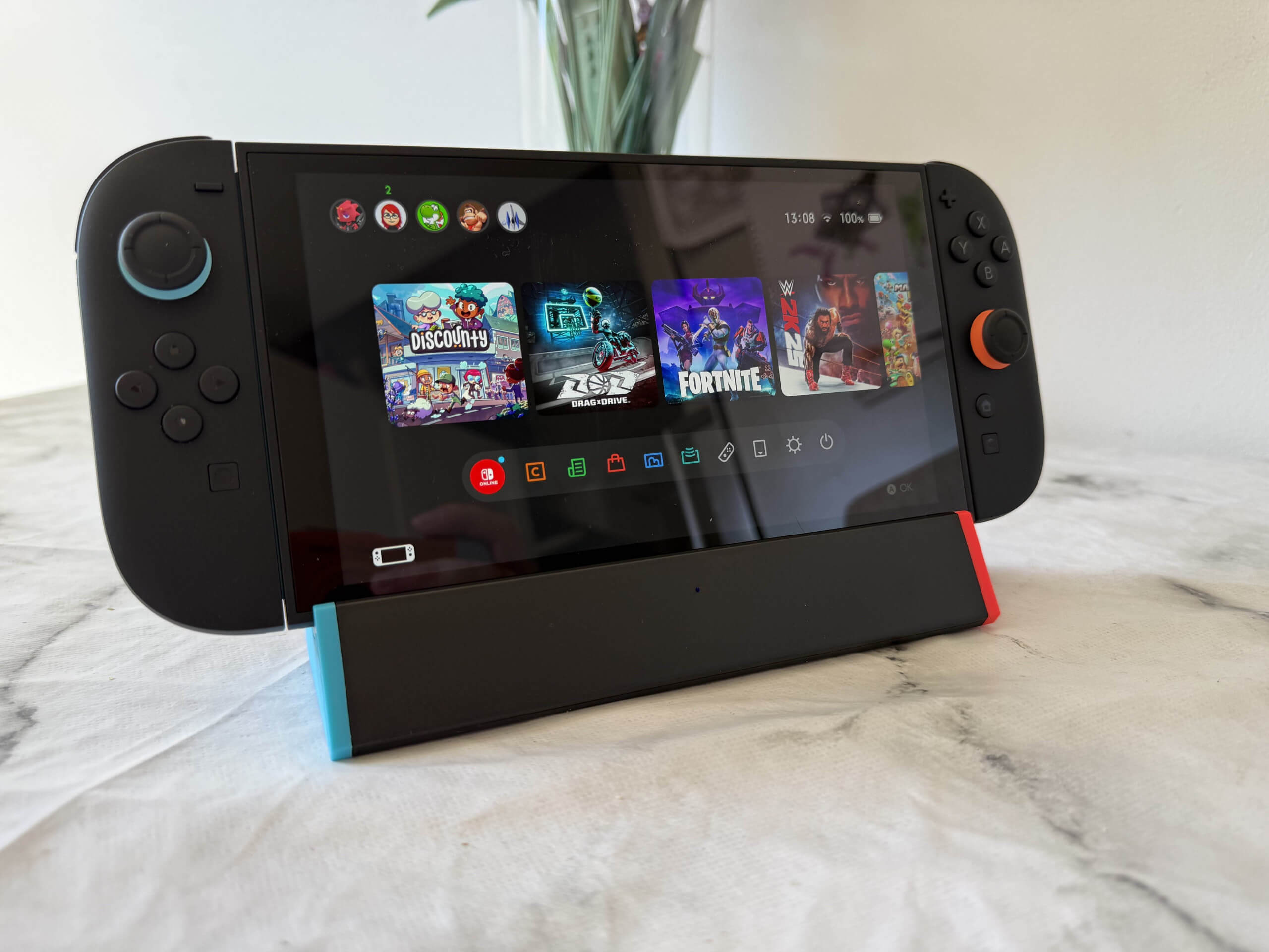 switch 2 dock with the switch 2 in and in handheld mode