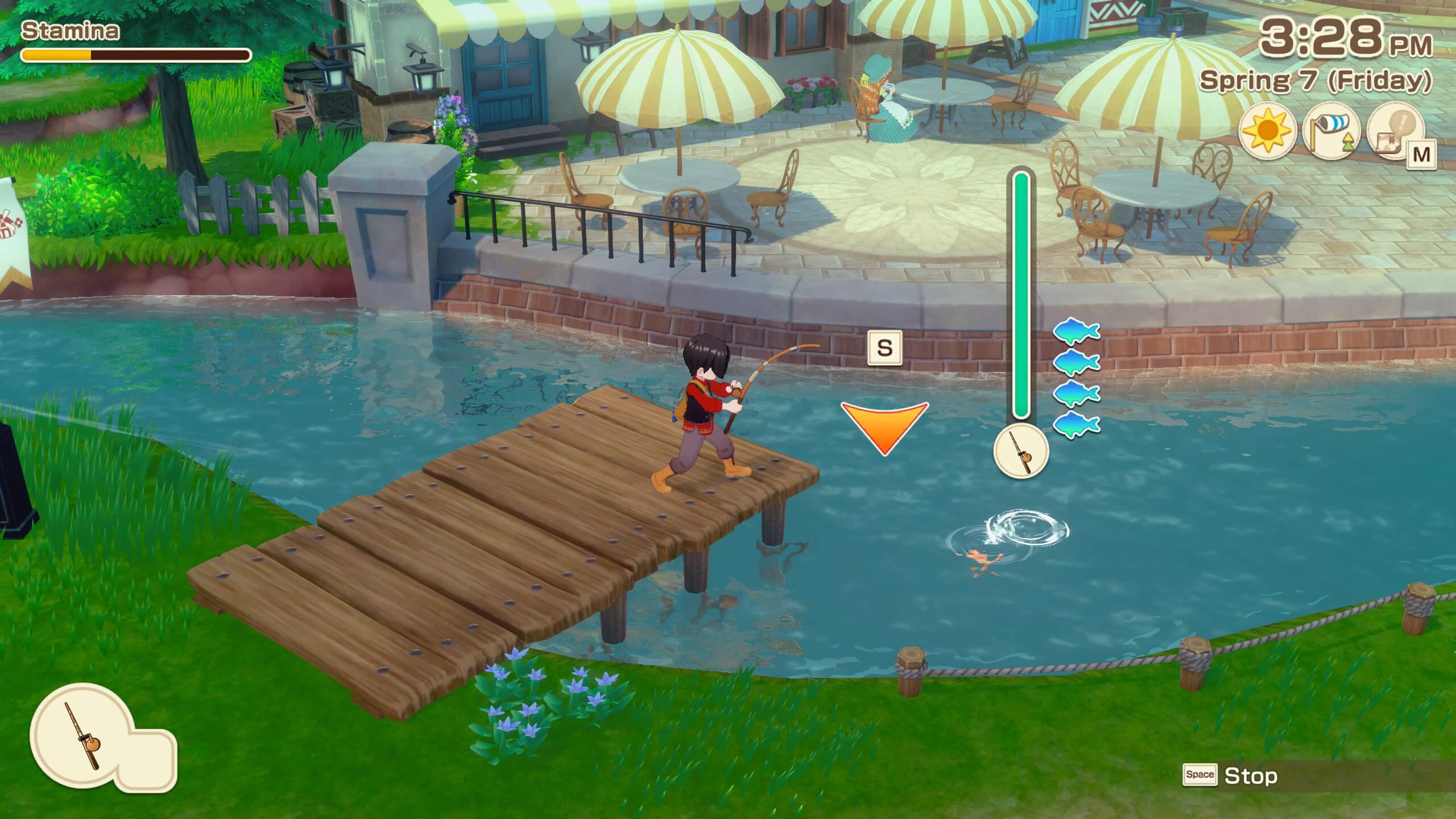 The farmer fishing up a fish