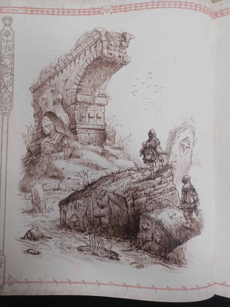 LotR Art of two hobbits exploring an ancient ruin