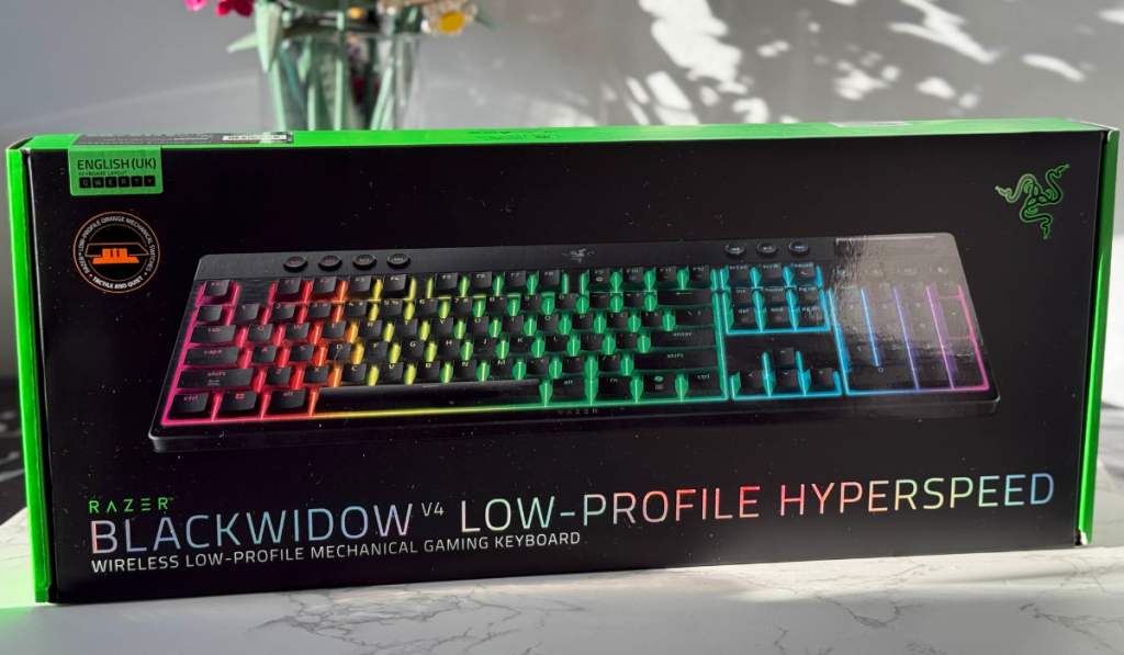 an image of the box for the blackwidow v4 keyboard