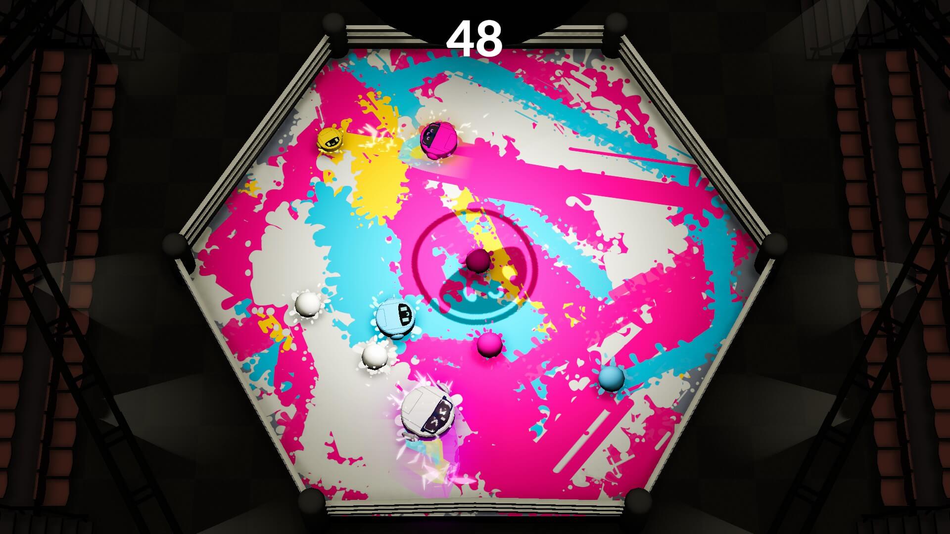 screenshot from splatterbot showing the hexagon map with large areas covered in coloured pain