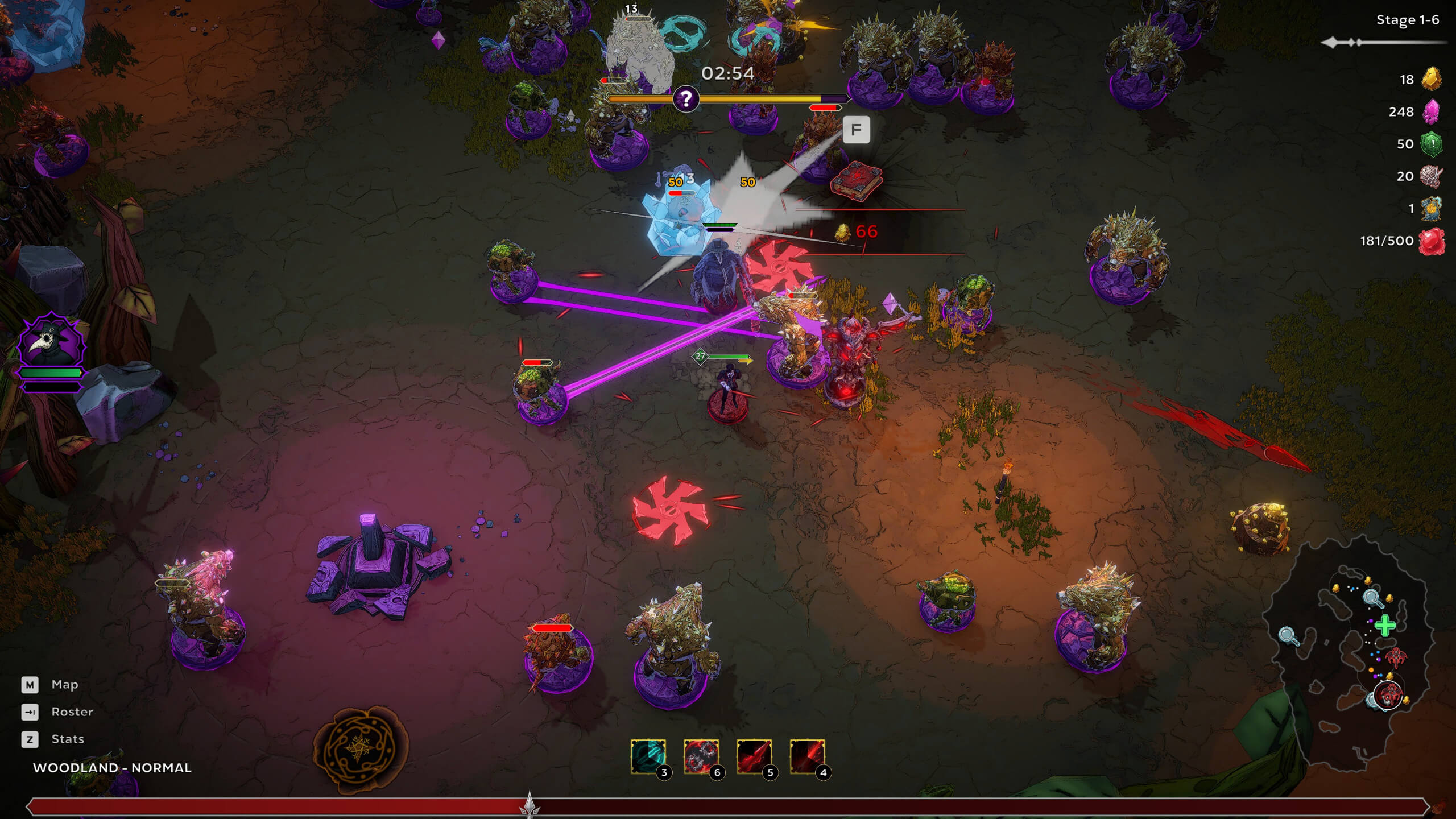 Screenshot from Night Swarm. A vibrant battle scene from a tactical game, featuring characters casting spells and engaging enemies amid colourful mystical symbols.