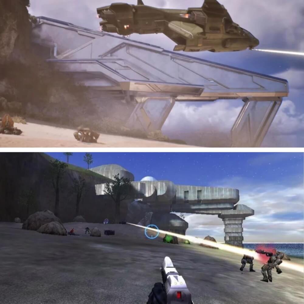 Top image new Halo, bottom image old Halo