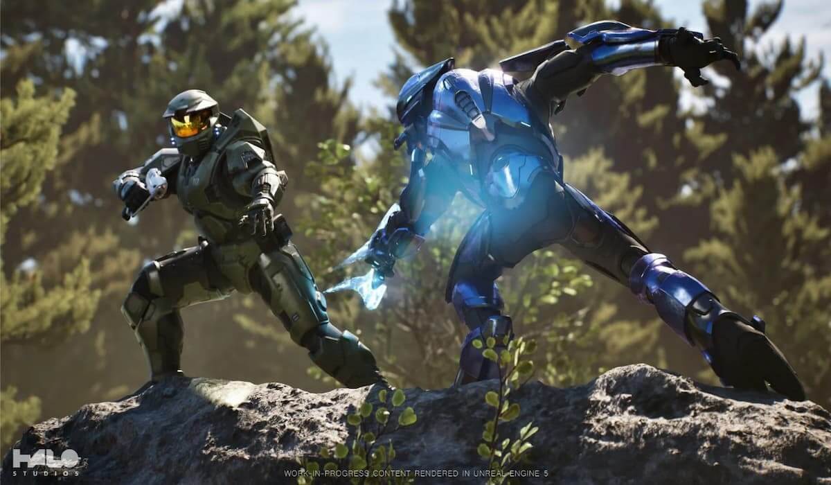 Master Chief fights an Elite