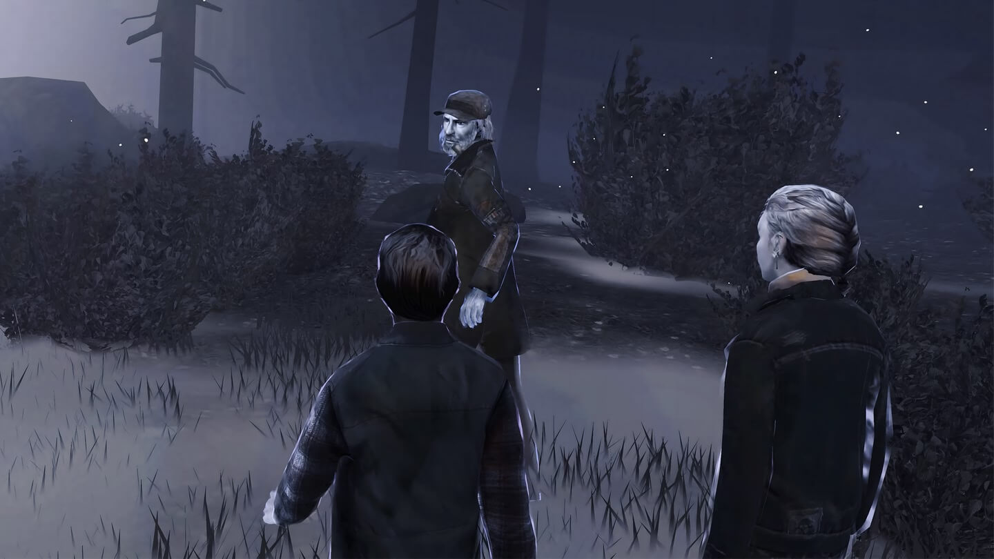 Ghost like apparitions play out the character memories. 