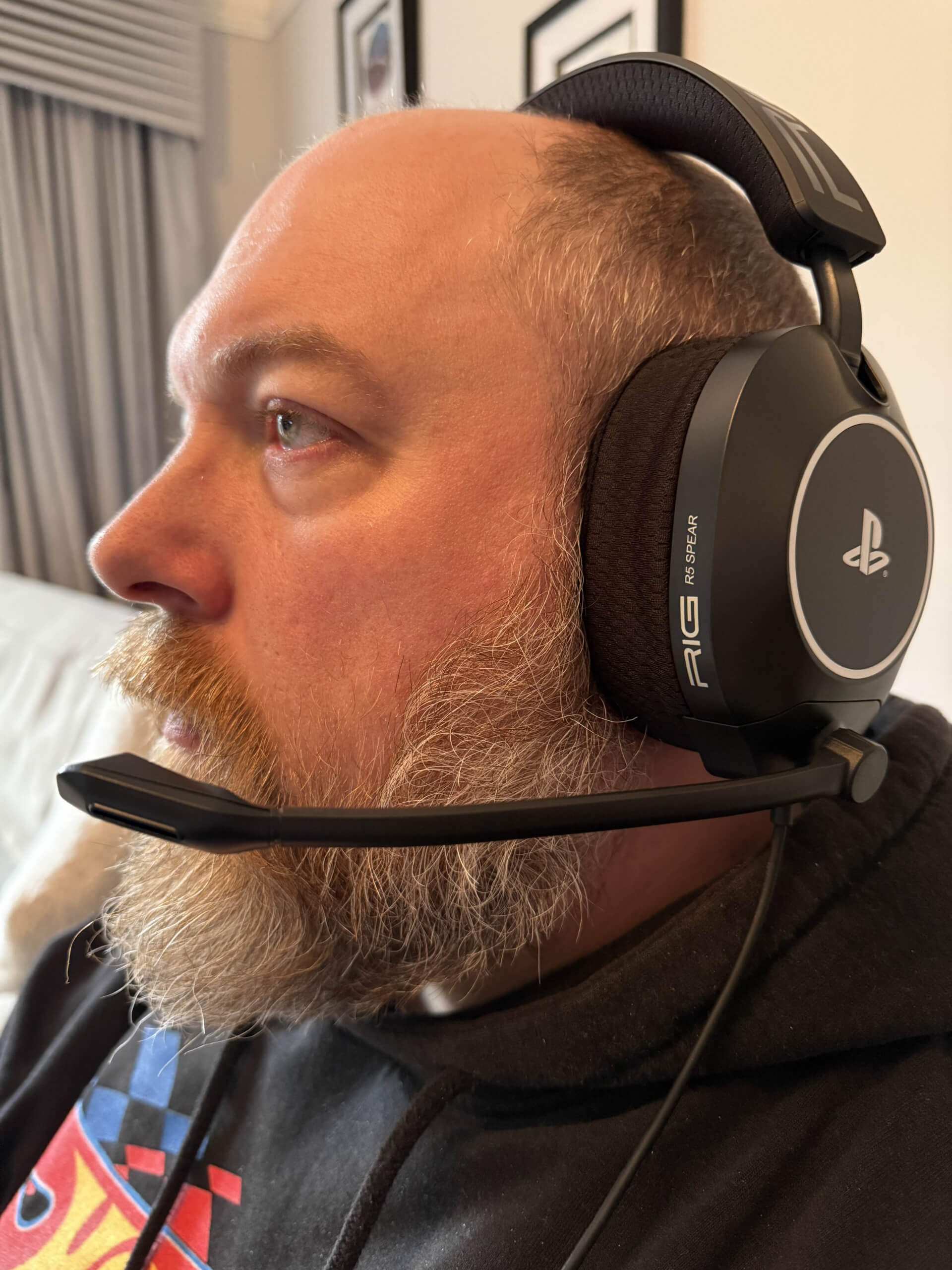 image of me wearing the headset playing games. Looking focused and ready