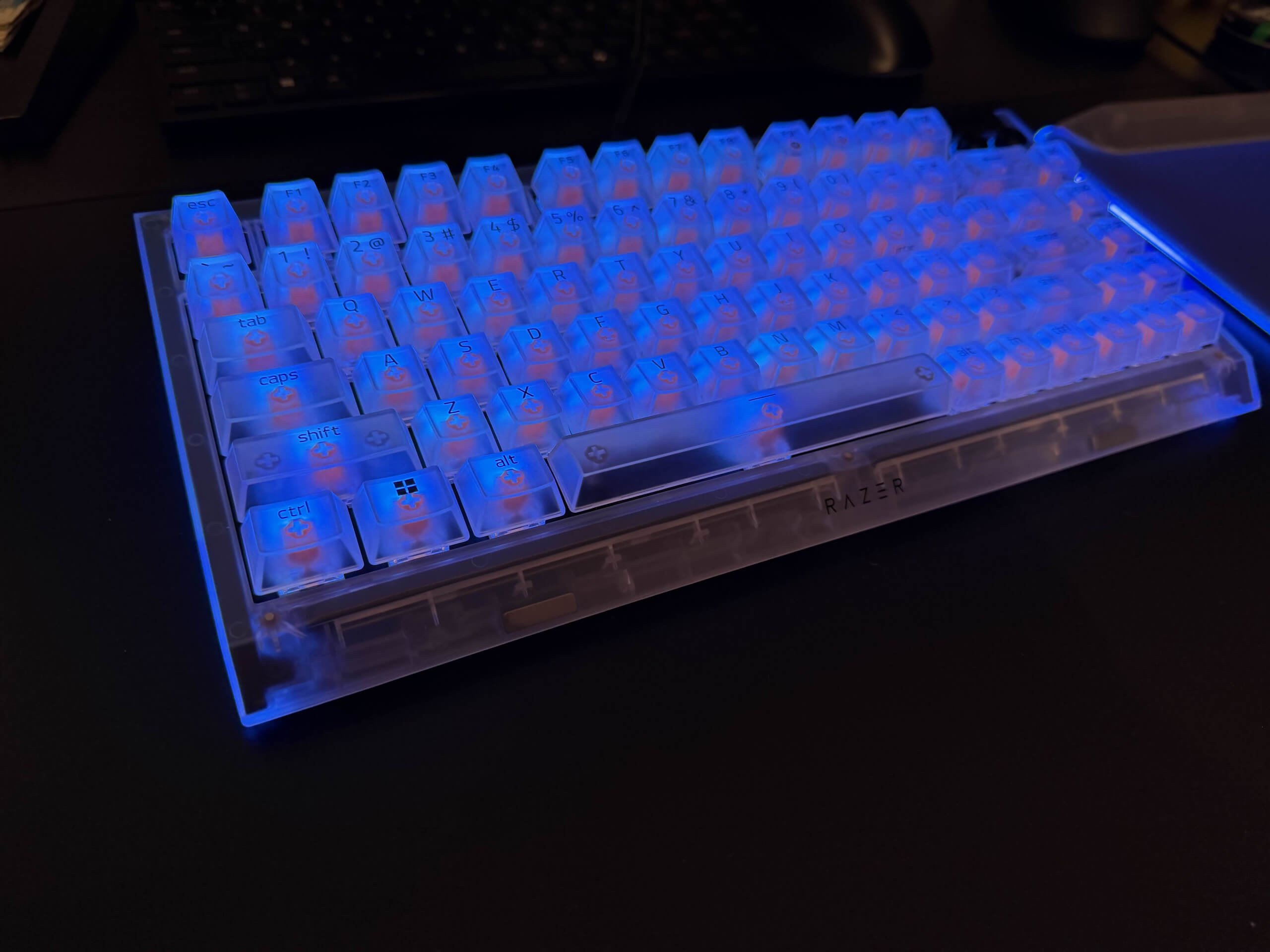image showing the razer blackwidow V4 75 keyboard in blue