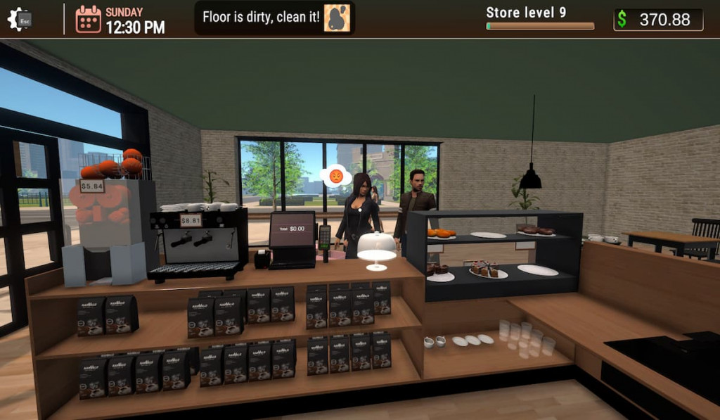 Line of cusstomers at coffee shop