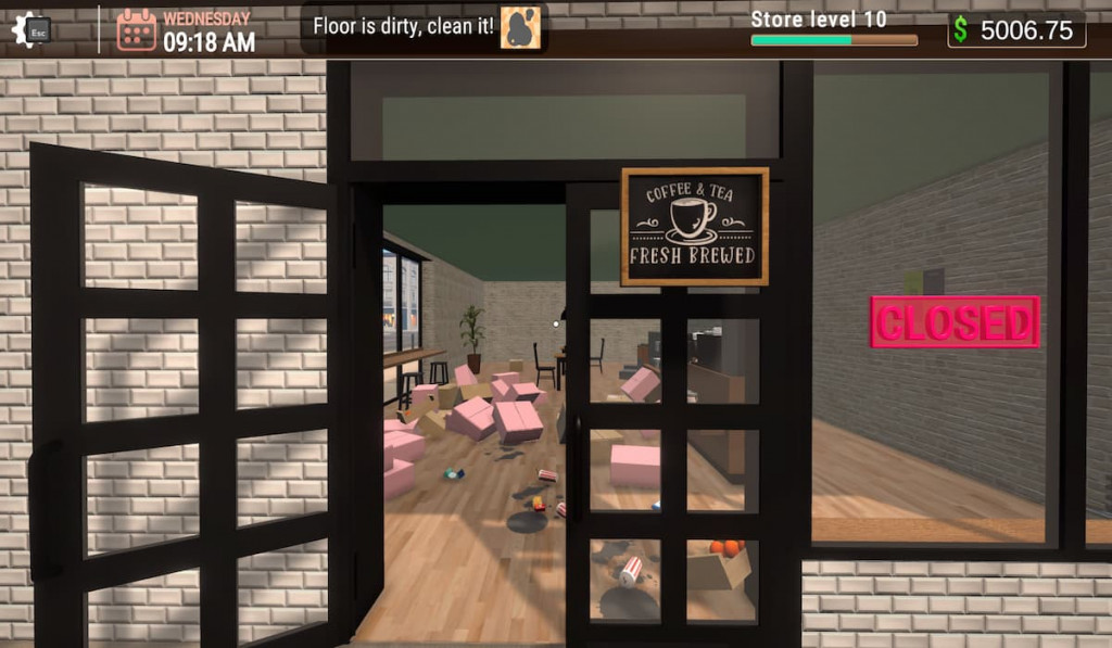 Dirty insides of coffee shop