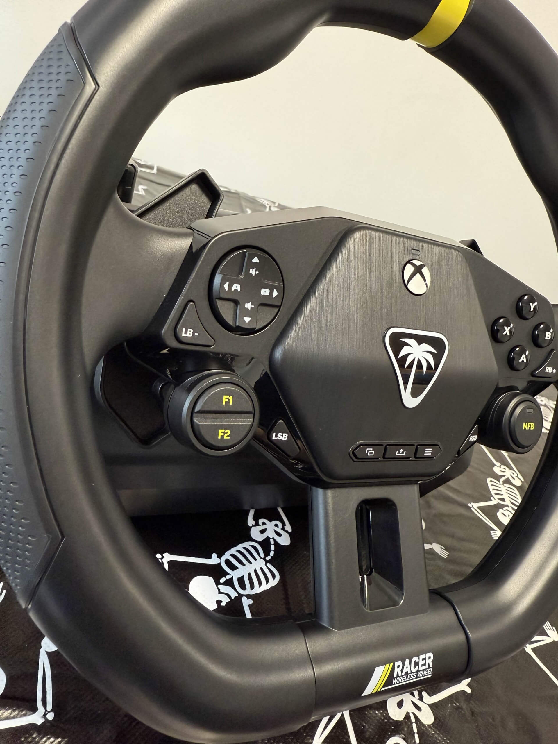 image of the turtle beach racer wireless wheel up close showing all the buttons
