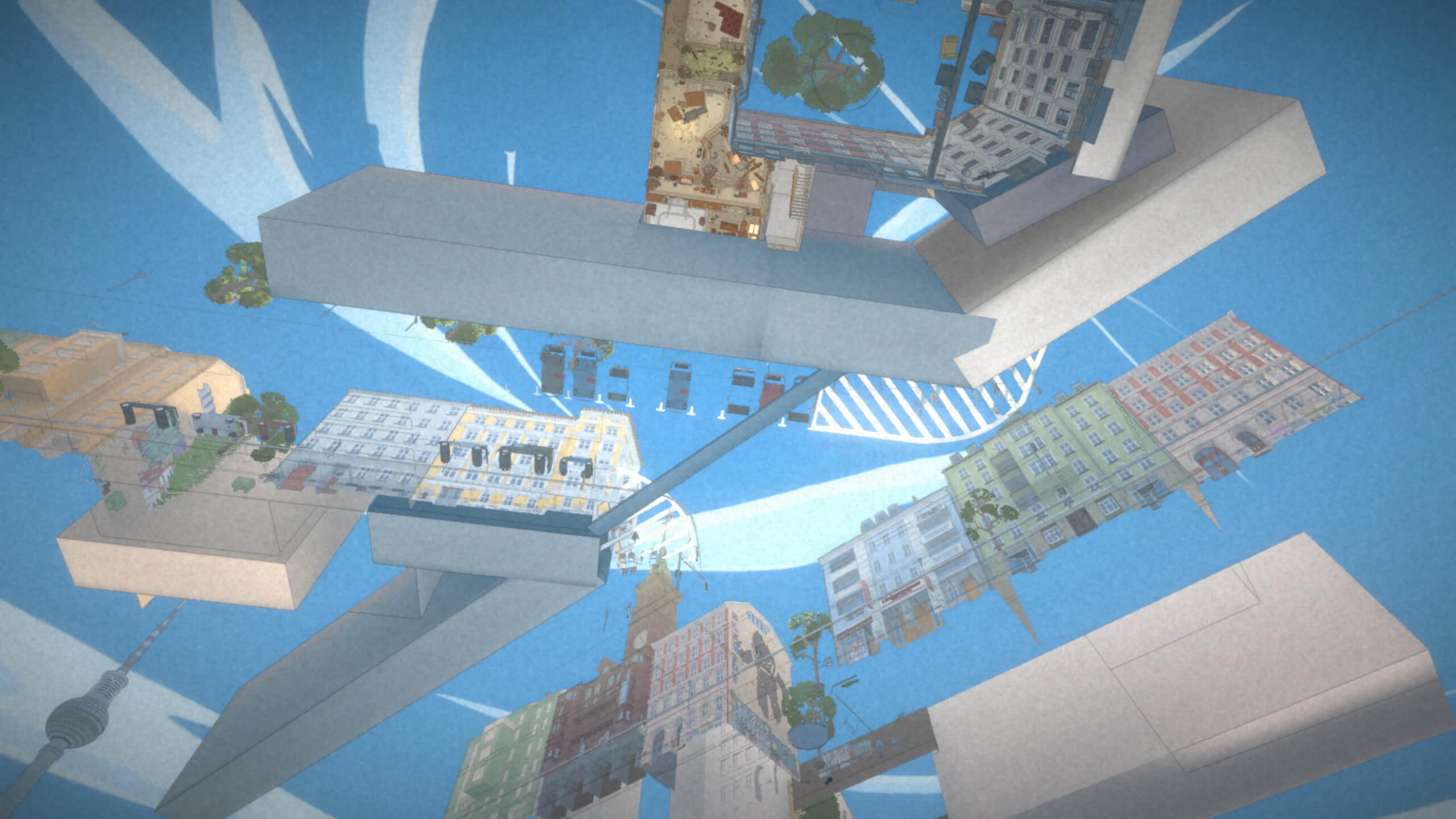 A view of the map from underneath after glitching through the world and falling through the map.