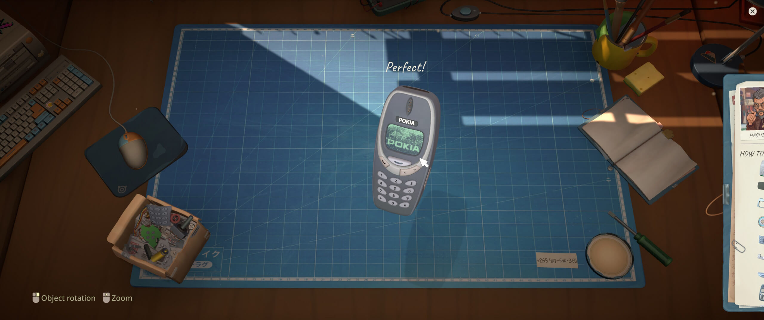 a cutting mate with a pokia phone having been put back together