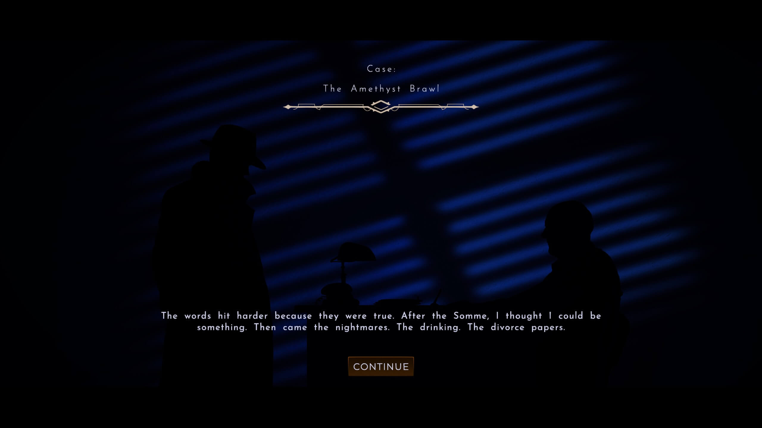 A dark office, your character is talking to their boss, trauma dumping.