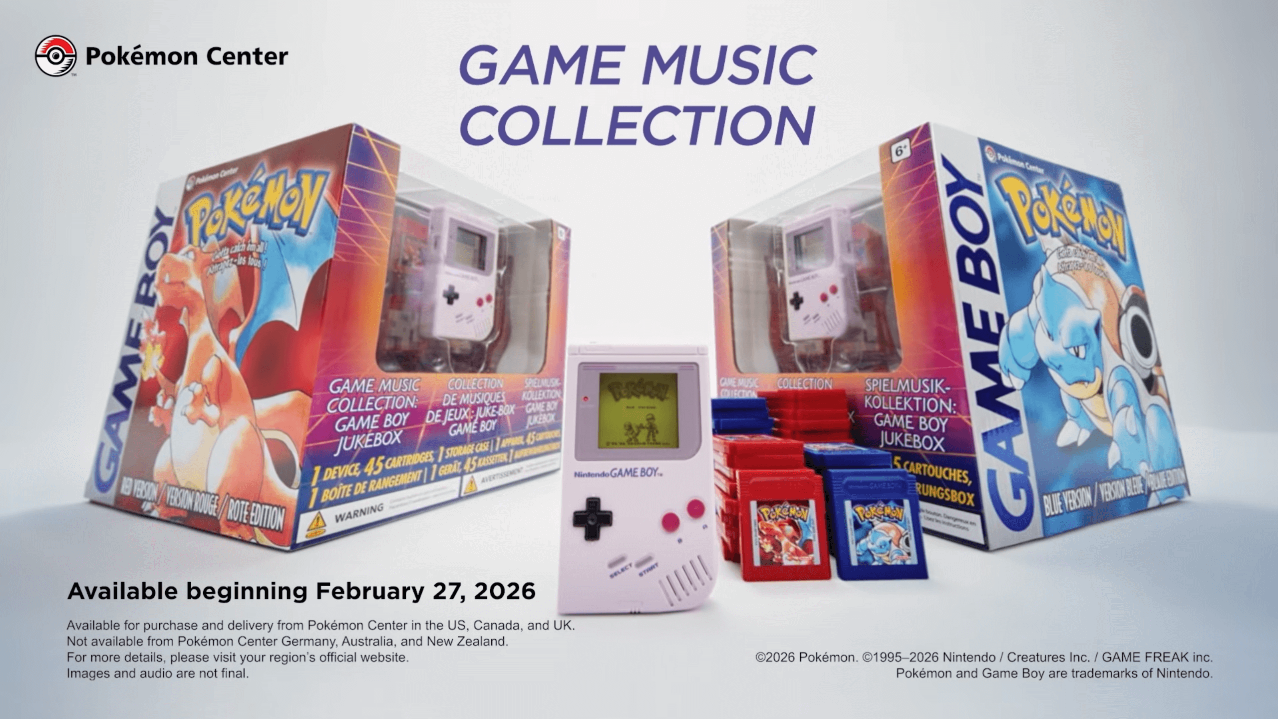 GAME MUSIC COLLECTION. 2 boxes with the new Game Boy Jukebox and the cartidges for it.