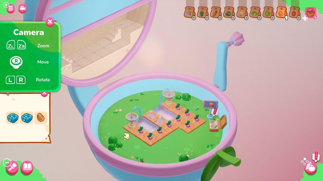 A small, open capsule with a tiny garden in the middle.