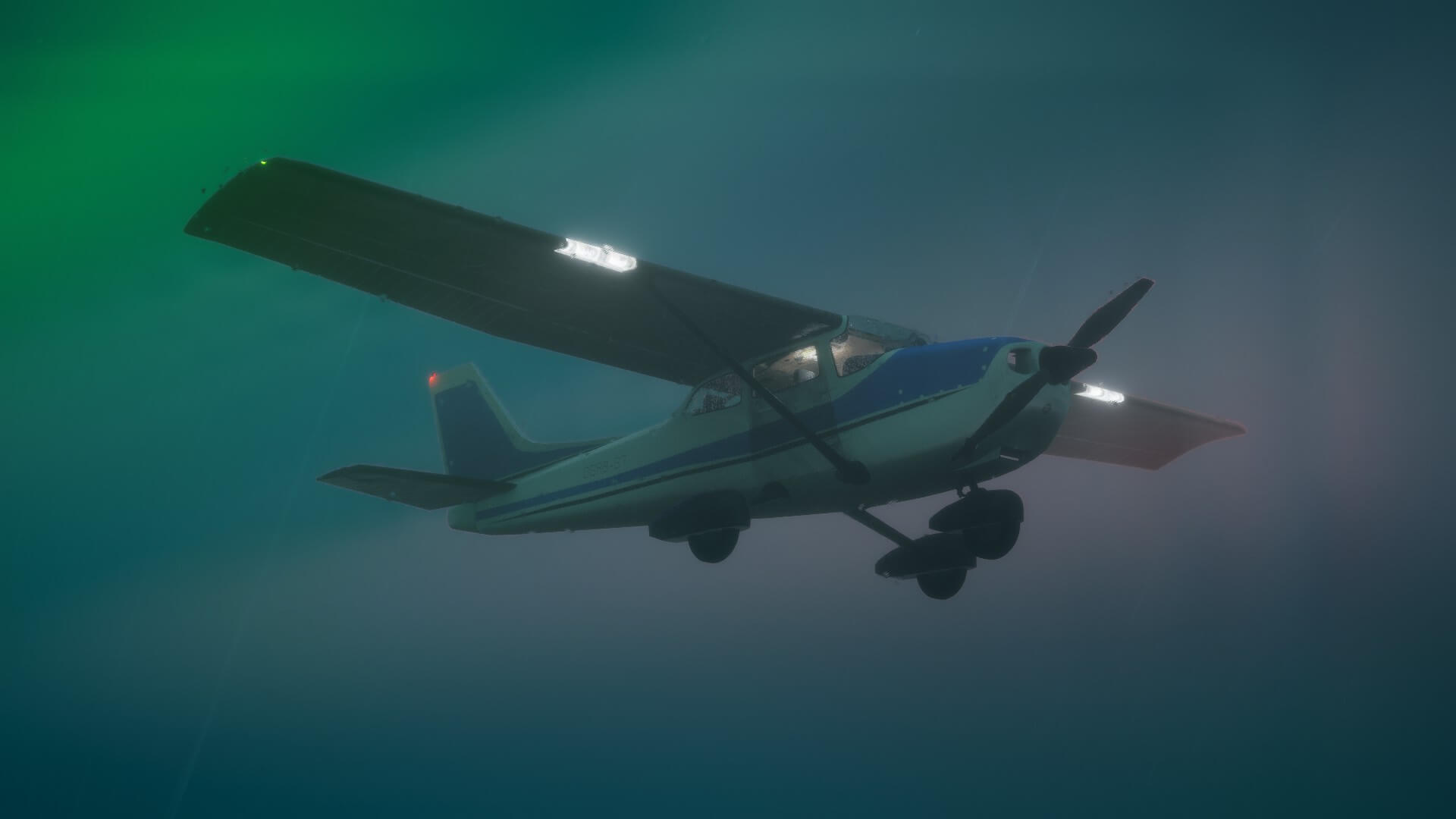 A white aeroplane with blue stripe. 