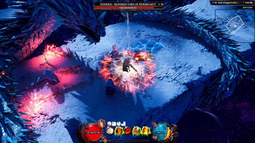The player character activates an area of effect attack that surrounds them in a ring of flames. 