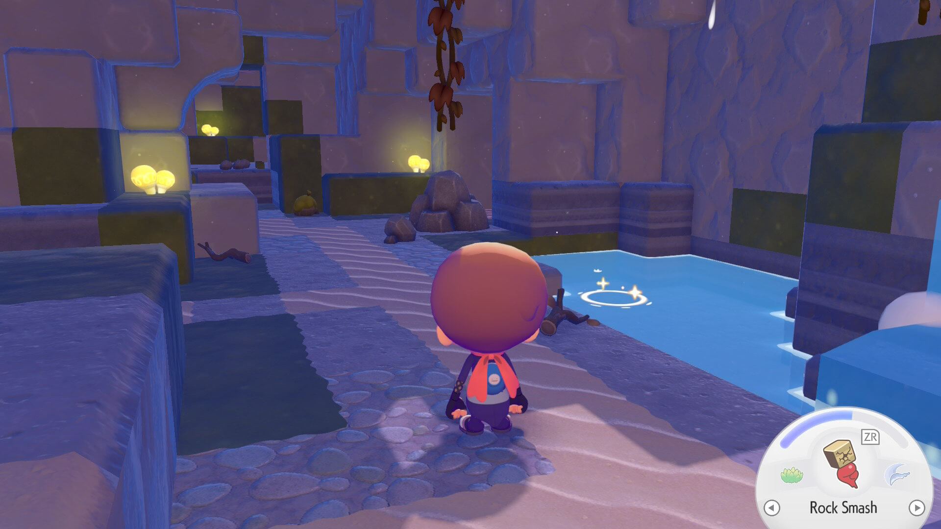 screenshot of pokopia showing your character in a cave