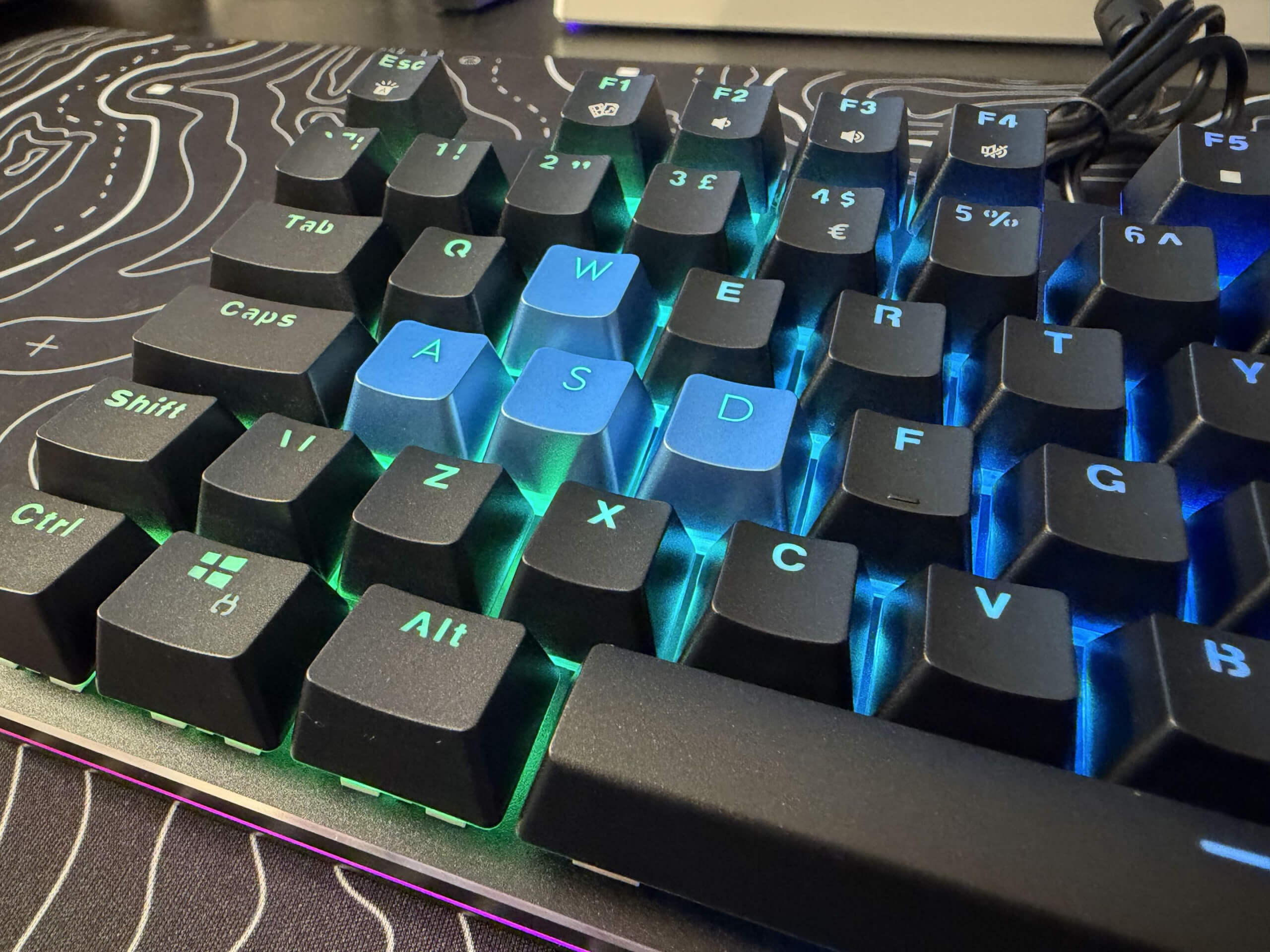 image showing the different coloured wasd keys