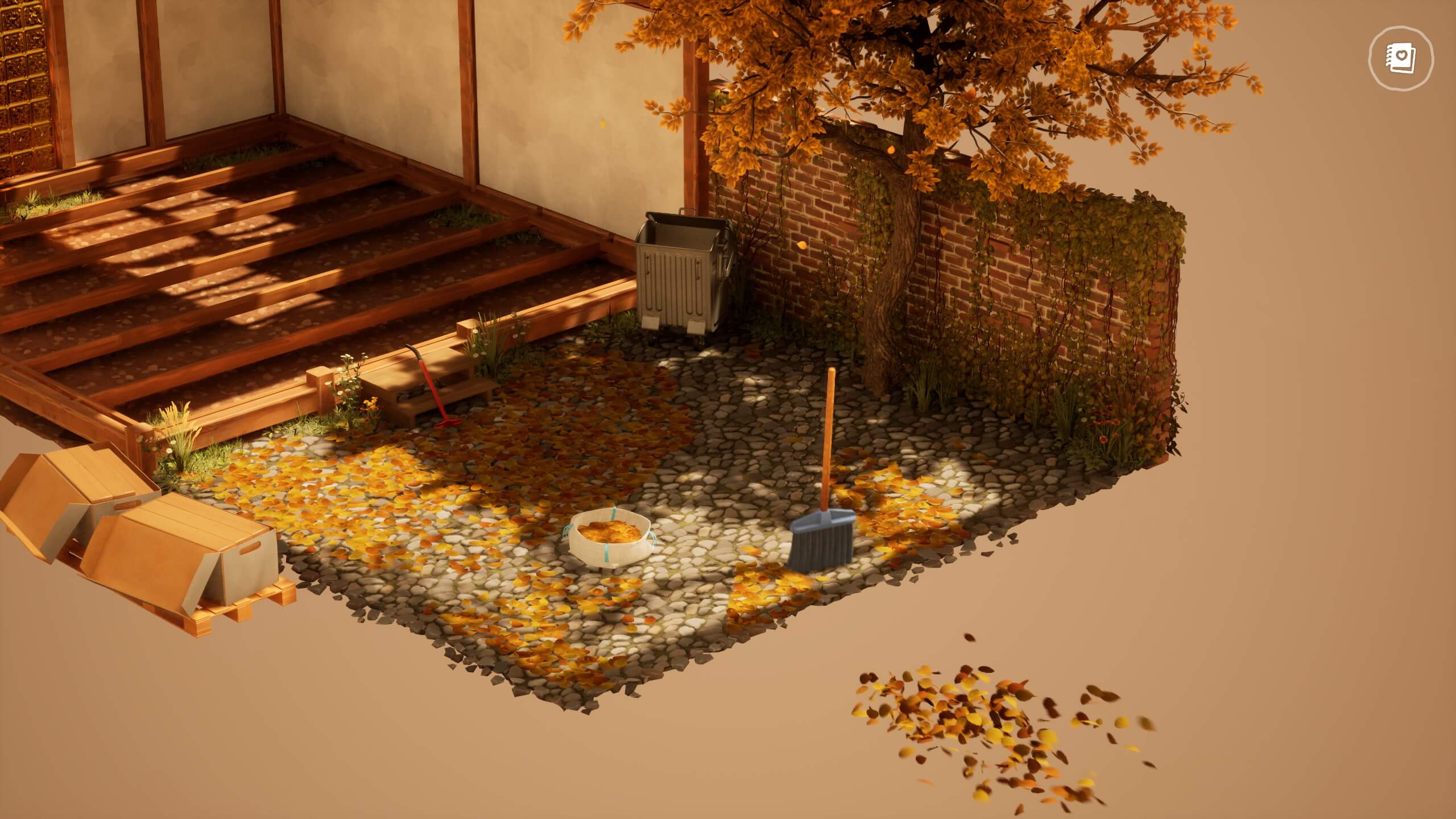 A garden full of leaves and a house without flooring