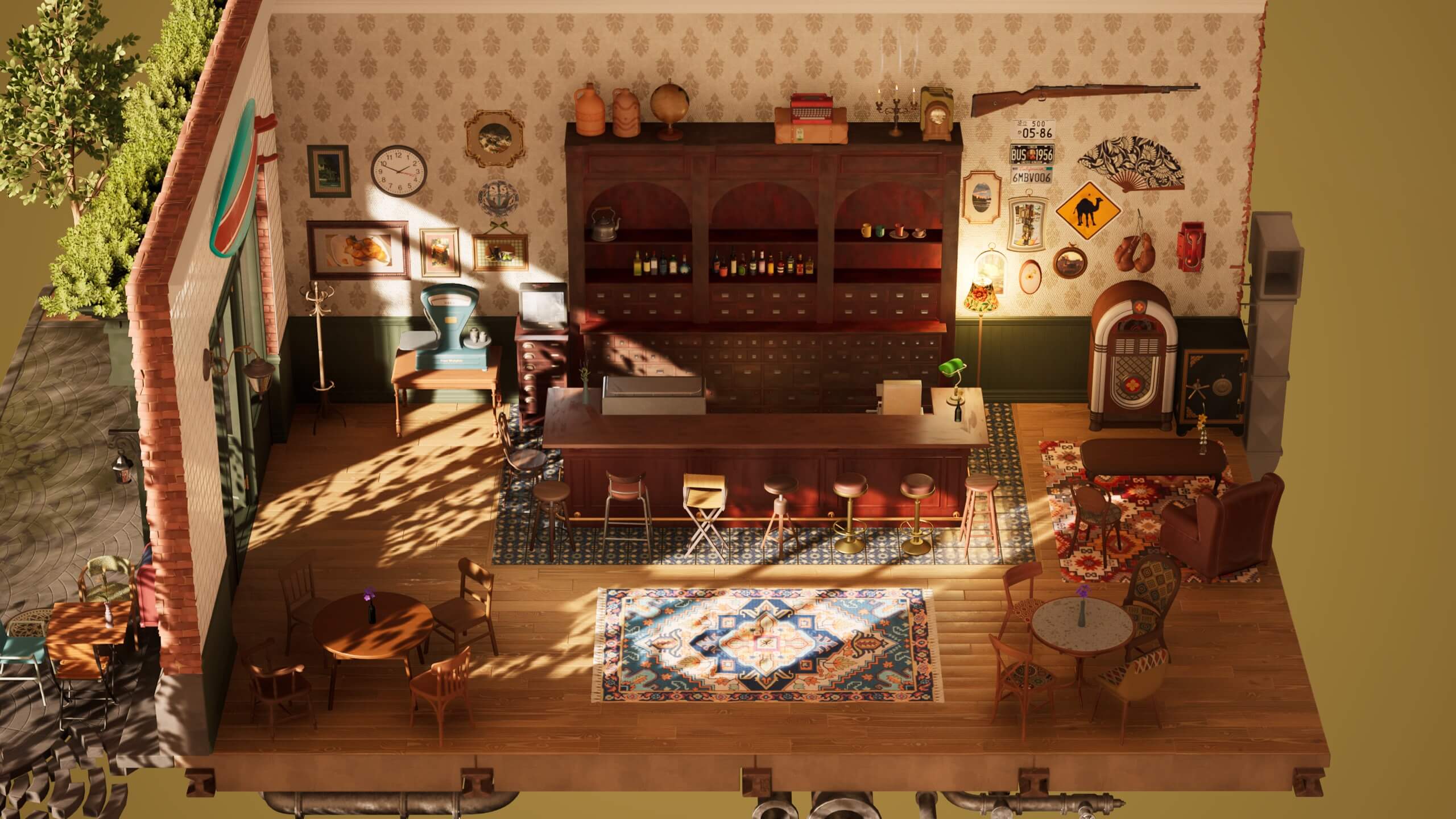 A nicely decorated bar