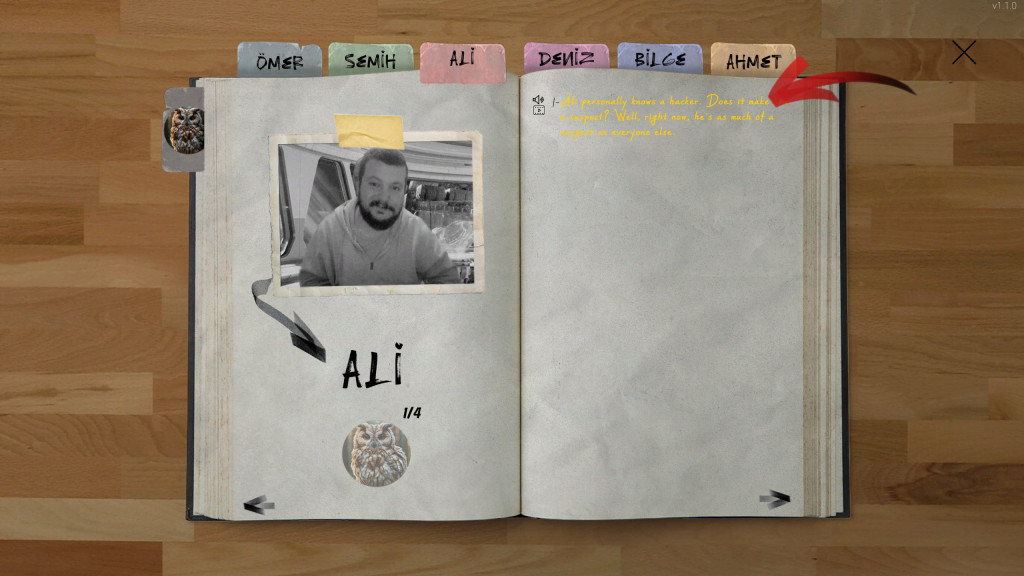 Hacked: The Streamer's notebook page, turned to the section on the moderator Ali.