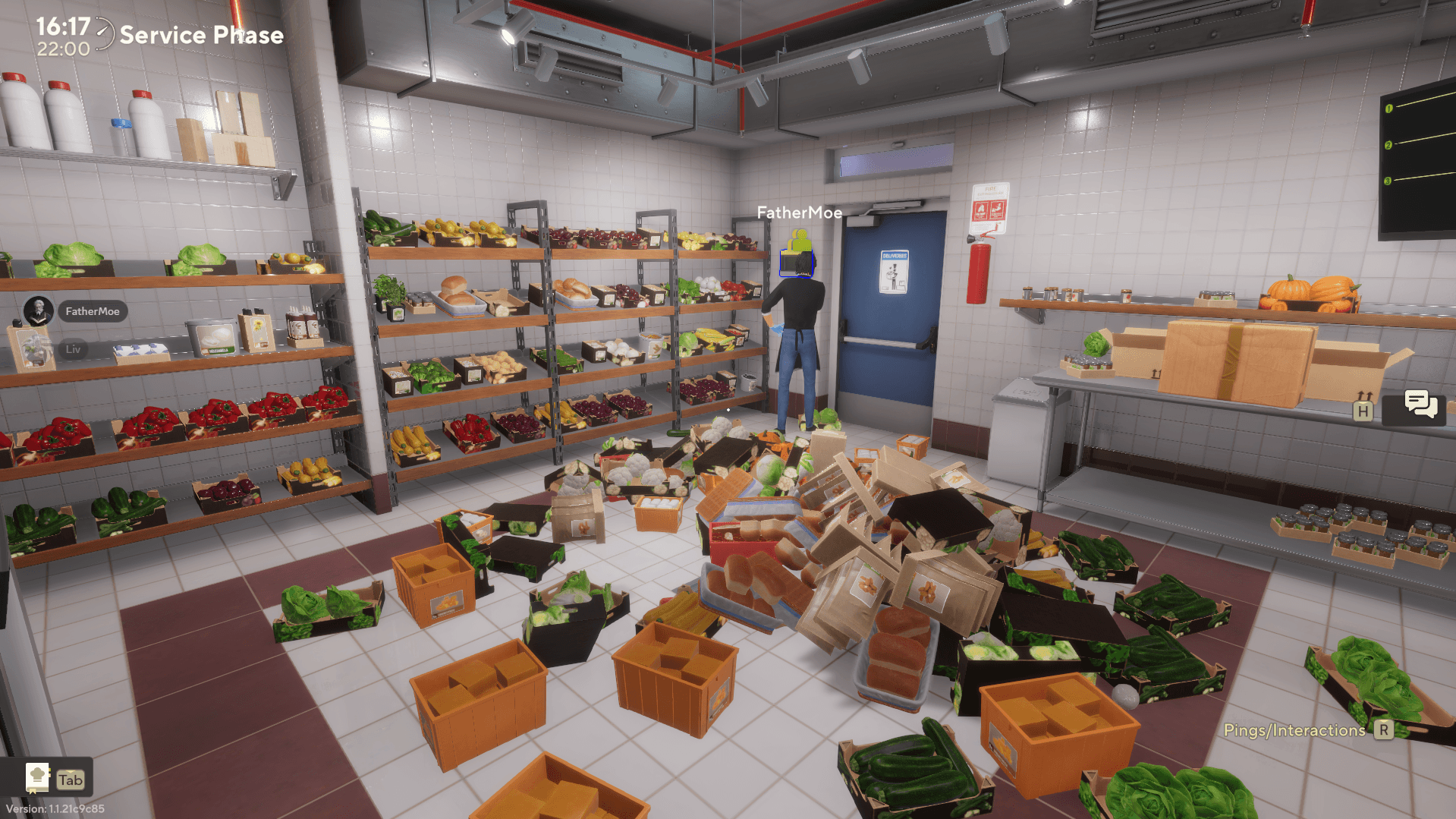 This image shows the stock room and all the stock that has been ordered sitting in a big pile in the middle of the room. 