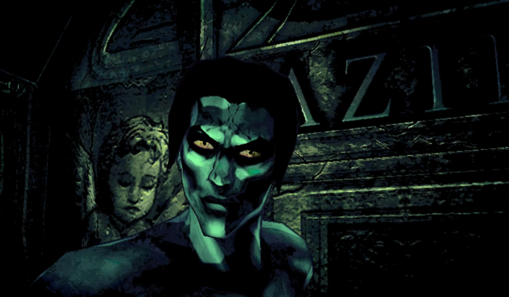 Raziel's corpse is re-awoken by the vampiric blood of Kain.