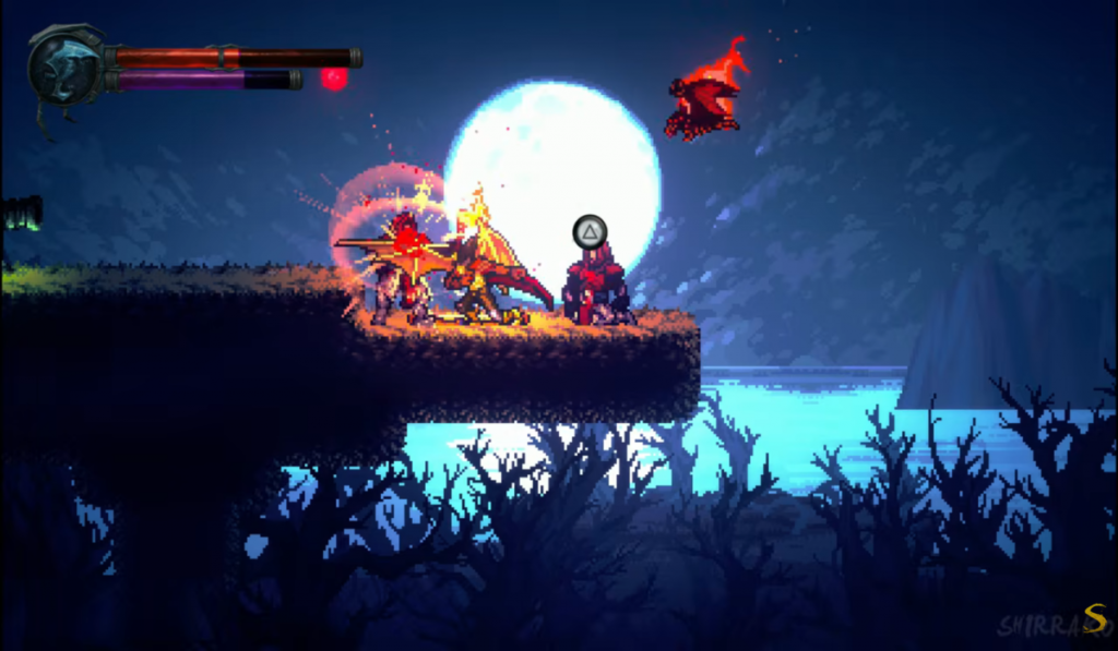 Raziel fights Sarafan soldiers under the moon.