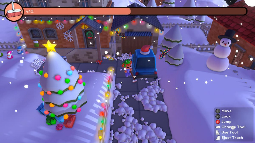 The Christmas-themed level in Cleaning Up!