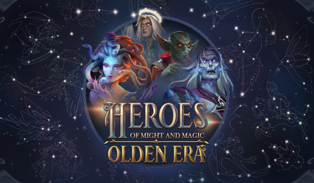 Floating heads of heroes in a starry backdrop