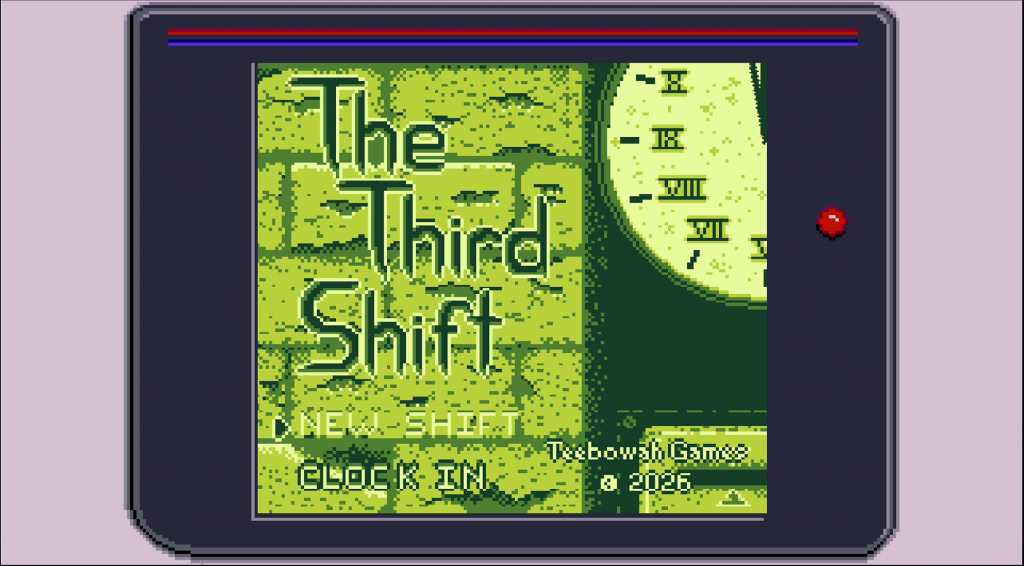 The Third Shift main menu, featuring a clock and a time punch.