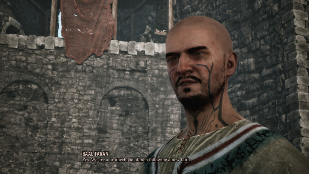 Protagonist speaks to a cult leader. 