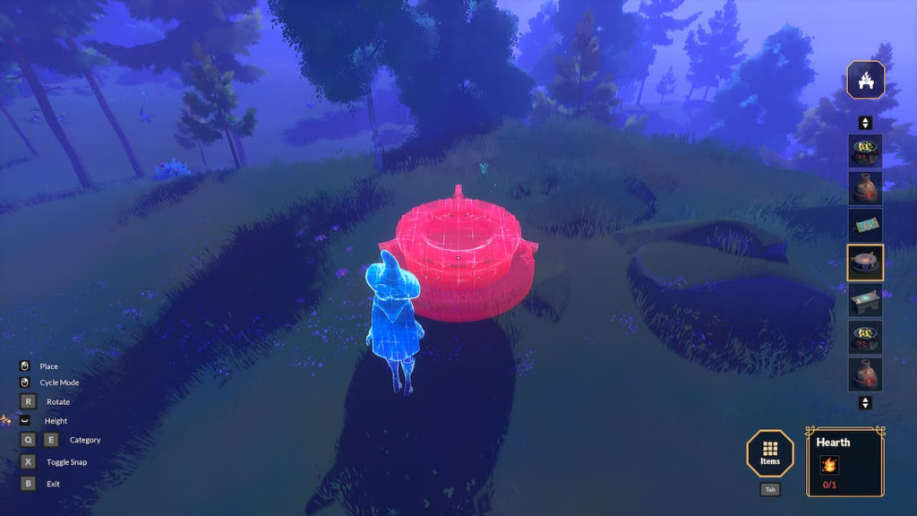 Entering the crafting mode in Witchspire