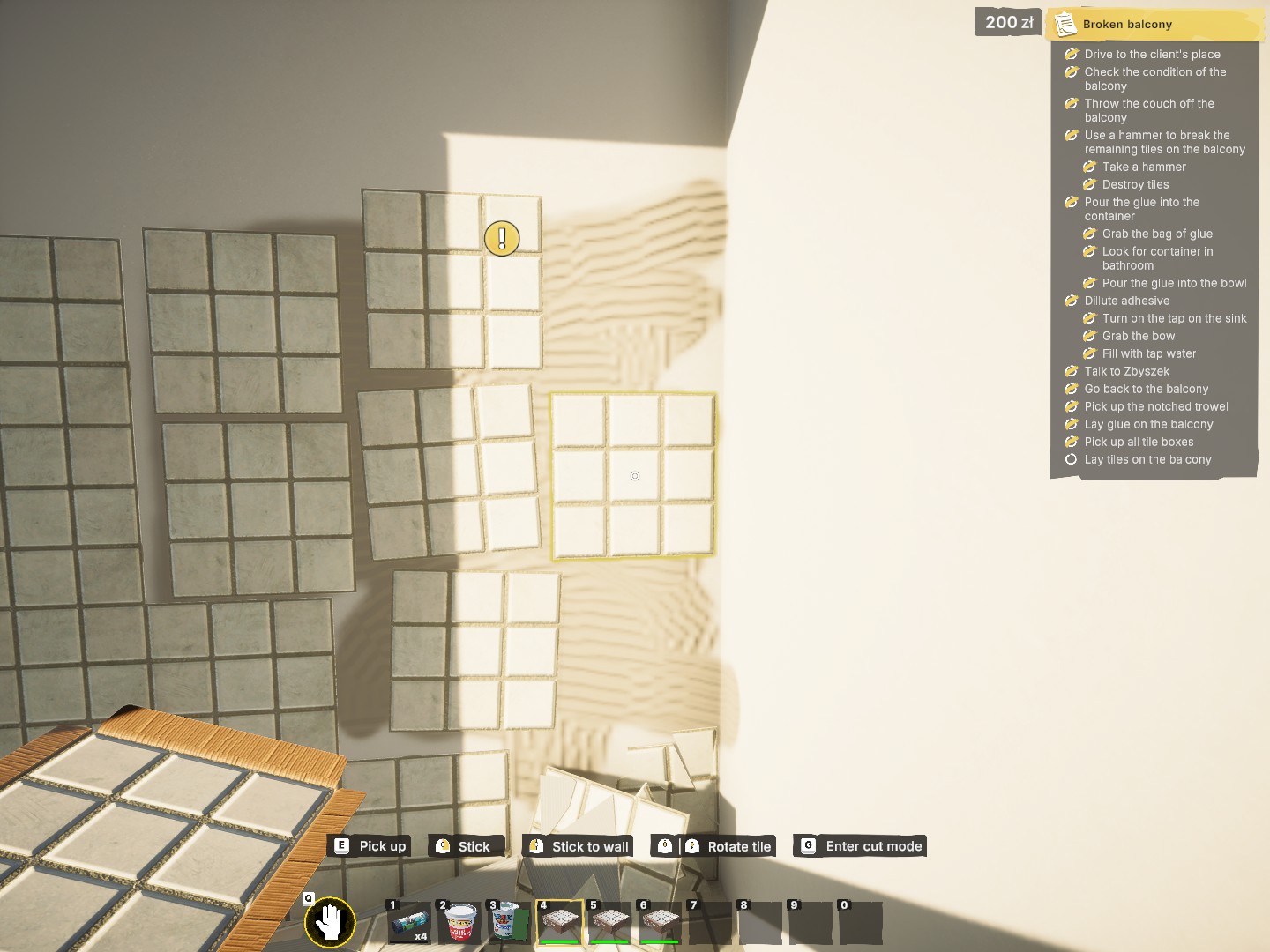 A badly tiled wall