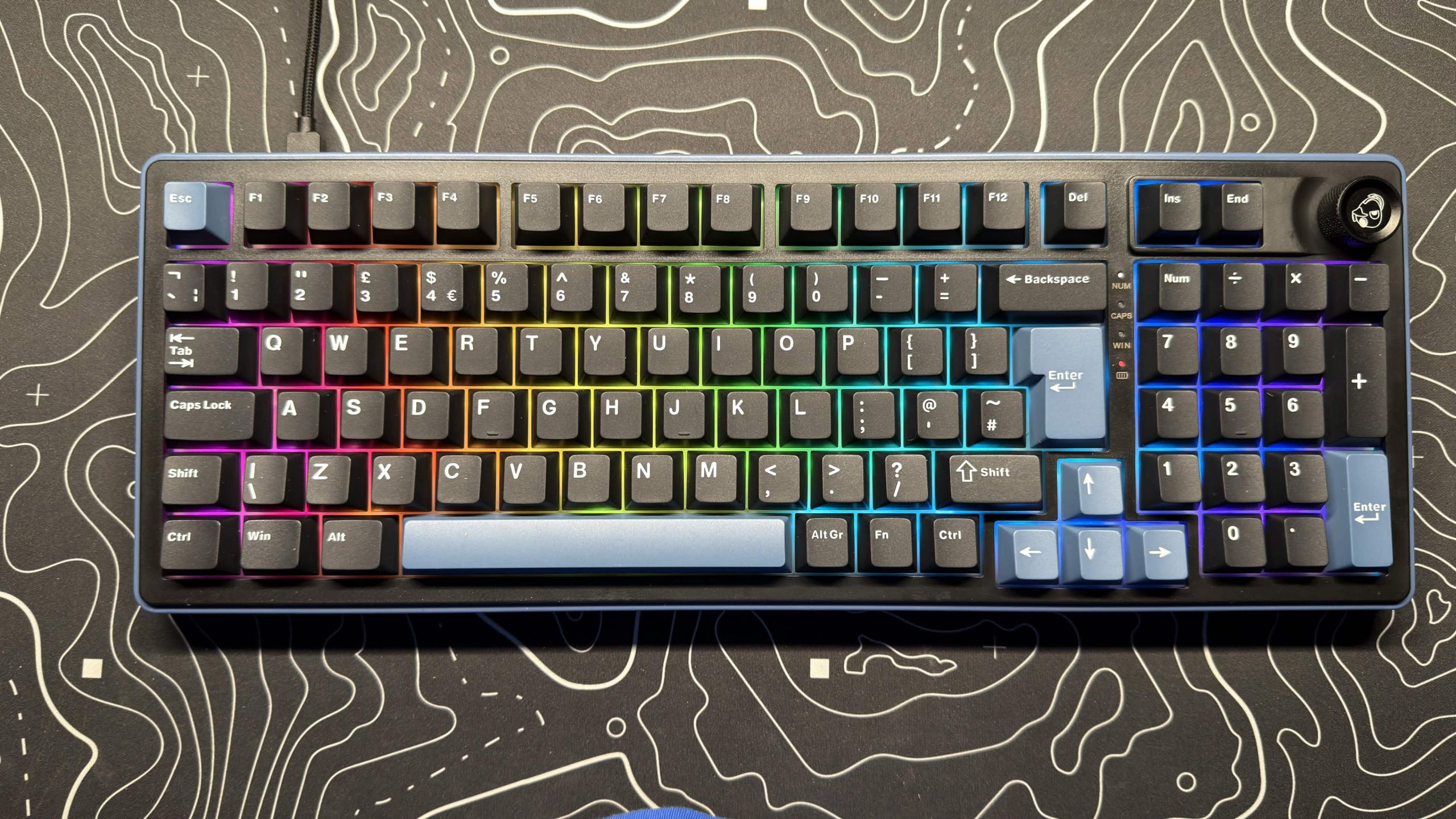ducky ok m 98 keyboard on a desk 
