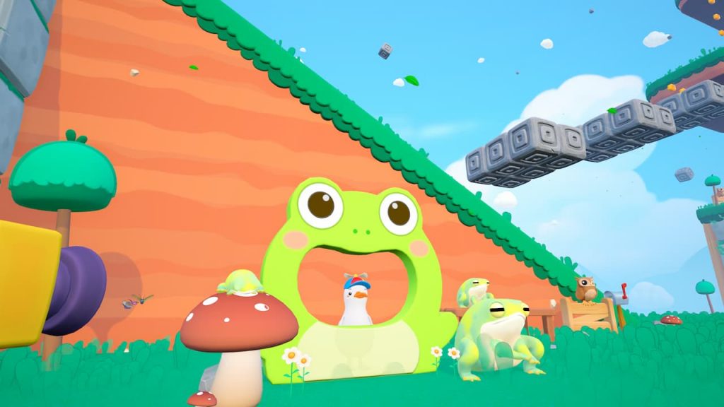 Posing for a picture with our newfound frogie friend