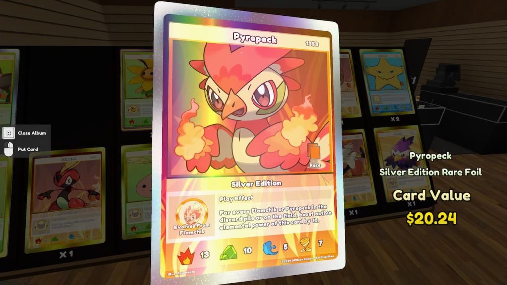 A very cool Pyropeck card in TCG Card Shop Simulator