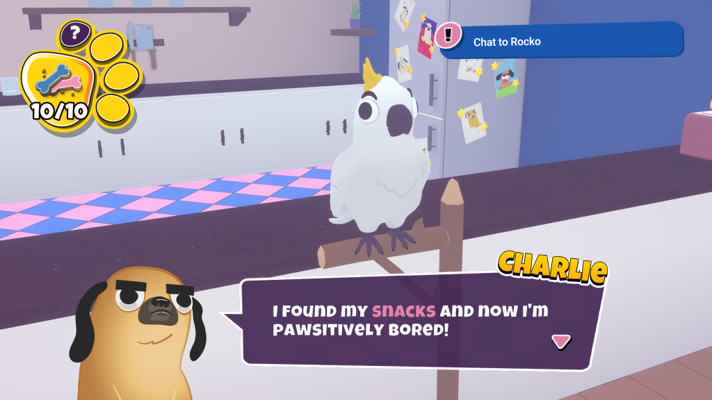 A conversation between Charlie the dog (Doggy Don't Care's protagonist) and Rocko the bird. Charlie expresses his boredom and Rocko inspires chaos the keep him occupied while their human is away.