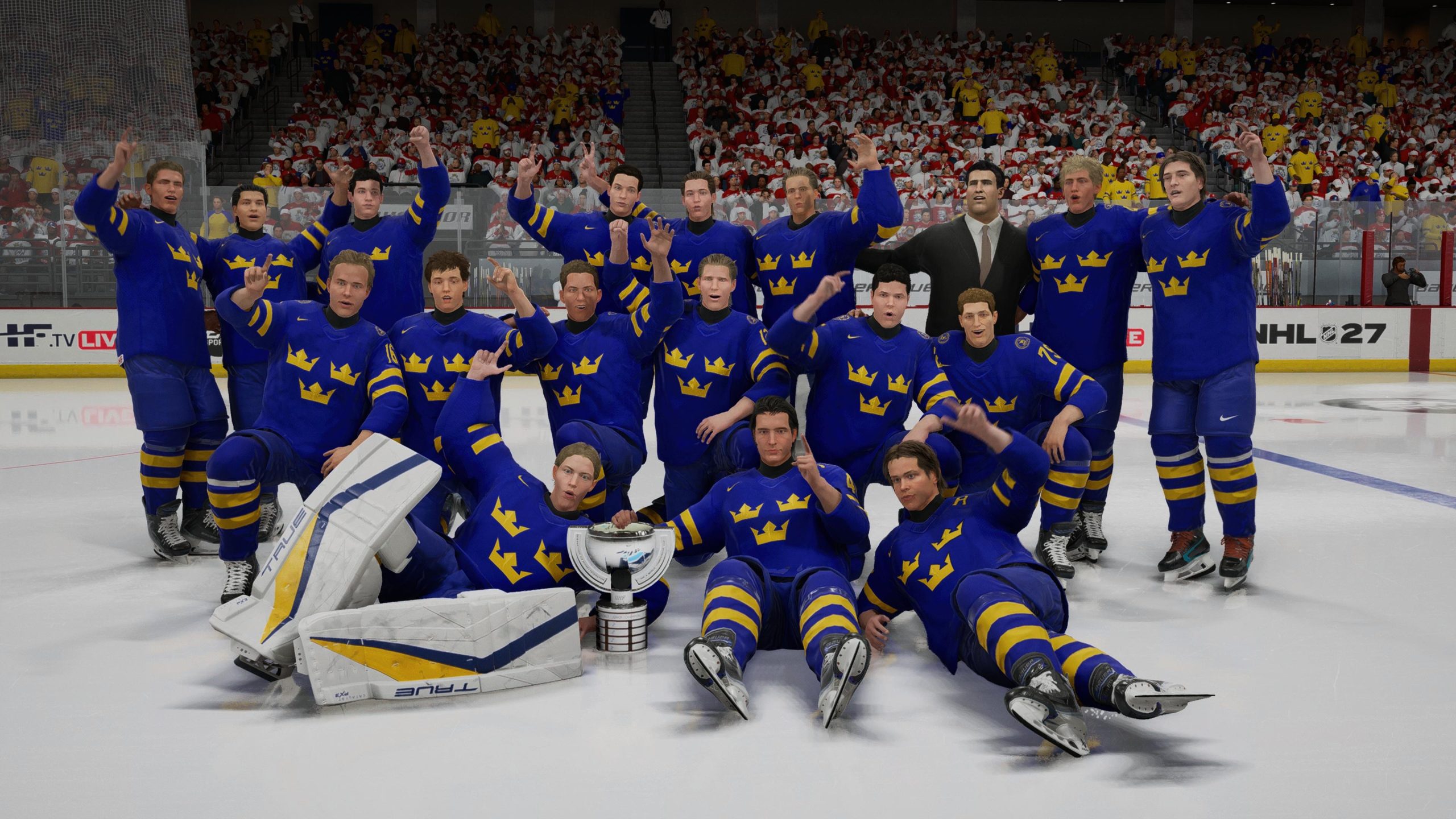 This image shows the player winning the junior cup with Sweden.