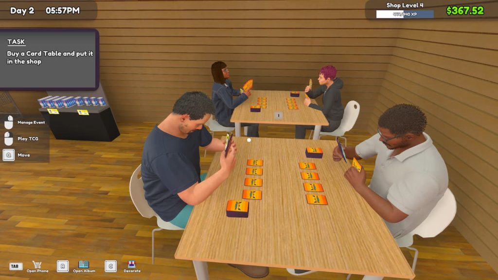 The first two tables I put down in TCG Card Shop Simulator