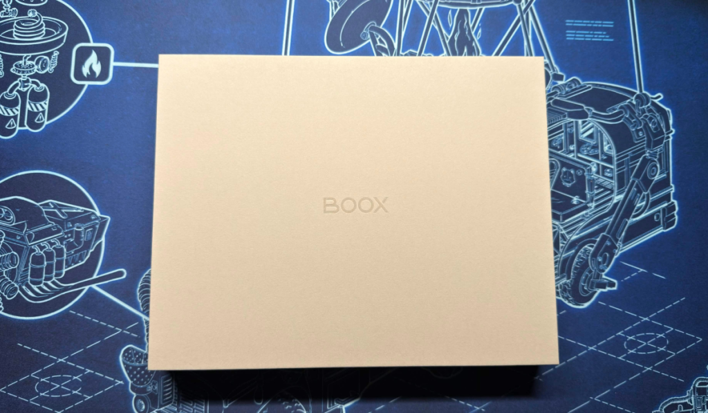 the boox go 10.3 in its box on the desk